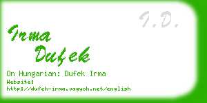 irma dufek business card